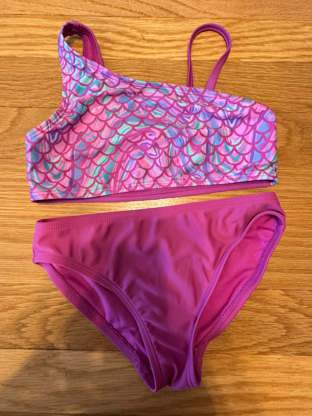 Girls Pink Mermaid Print Bikini Bottoms